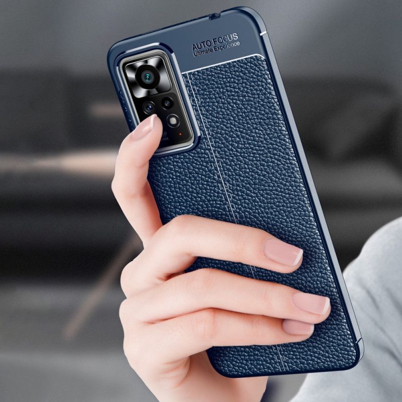 Cover Xiaomi Redmi Note 11 Pro 4G / 5G Dobbelt Linje Litchi Lædereffekt