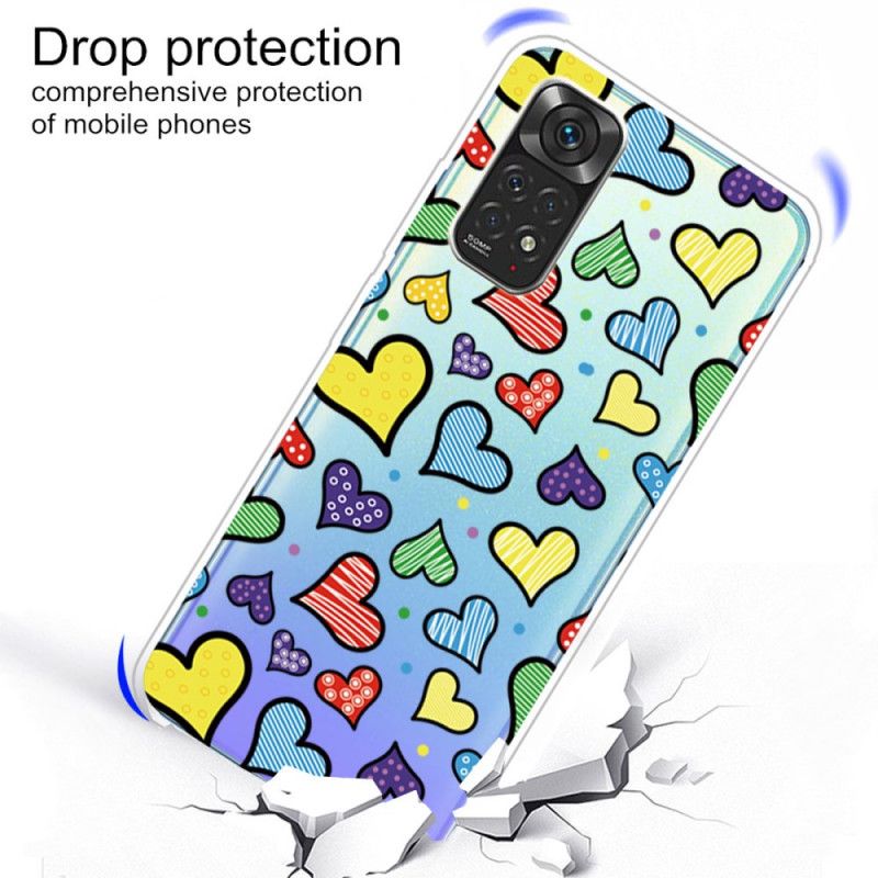 Cover Xiaomi Redmi Note 11 Pro 4G / 5G Flerfarvede Hjerter