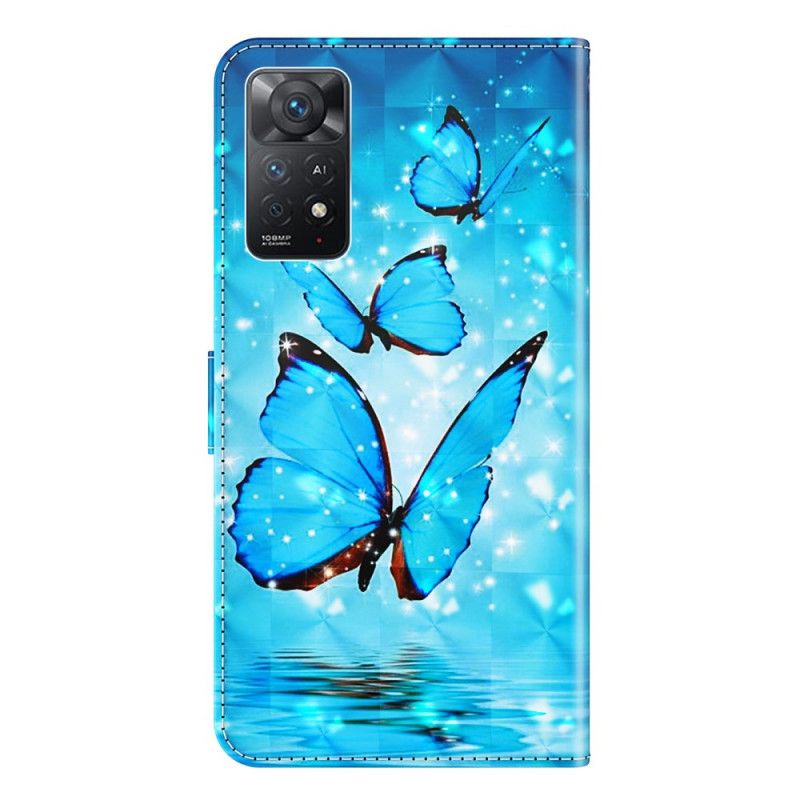 Flip Cover Xiaomi Redmi Note 11 Pro 4G / 5G Flyvende Blå Sommerfugle