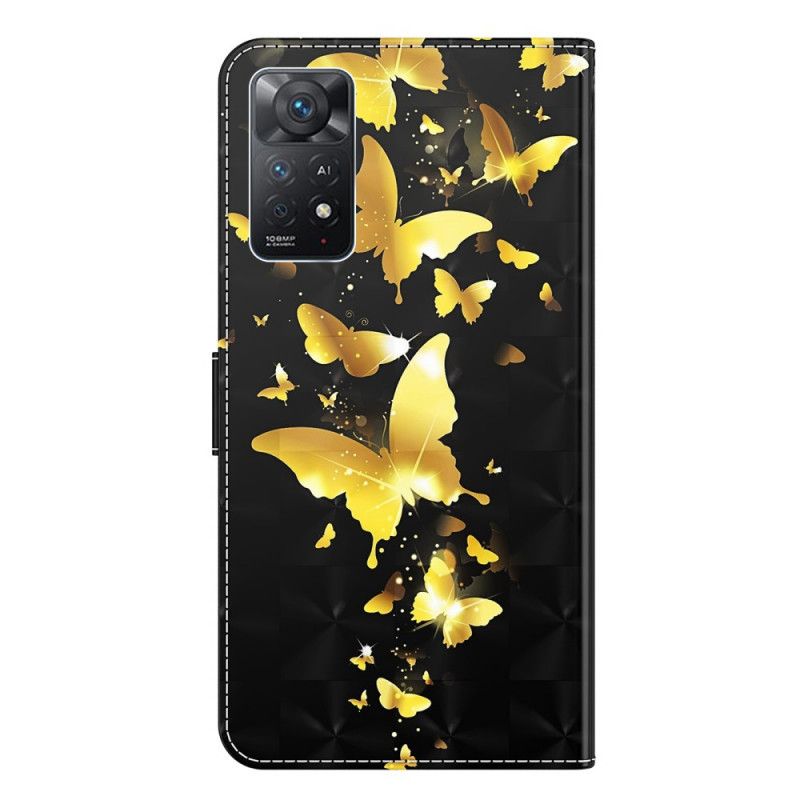 Flip Cover Xiaomi Redmi Note 11 Pro 4G / 5G Gule Sommerfugle