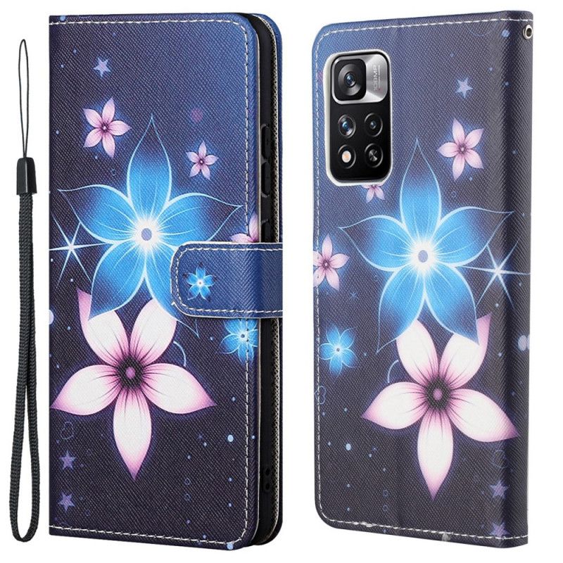 Flip Cover Xiaomi Redmi Note 11 Pro 4G / 5G Med Snor Lunar Strap Blomster