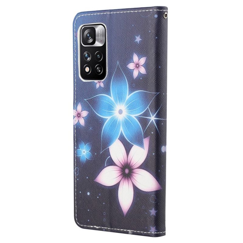 Flip Cover Xiaomi Redmi Note 11 Pro 4G / 5G Med Snor Lunar Strap Blomster