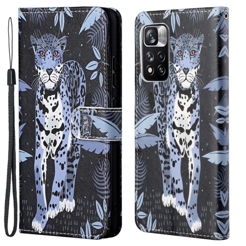 Flip Cover Xiaomi Redmi Note 11 Pro 4G / 5G Med Snor Thong Leopard