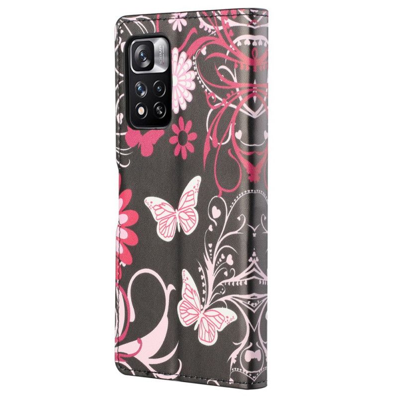 Flip Cover Xiaomi Redmi Note 11 Pro 4G / 5G Sommerfugle Og Blomster