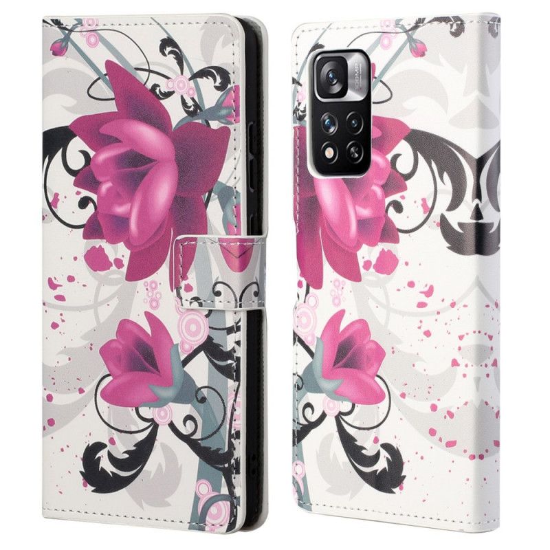 Flip Cover Xiaomi Redmi Note 11 Pro 4G / 5G Tropiske Blomster