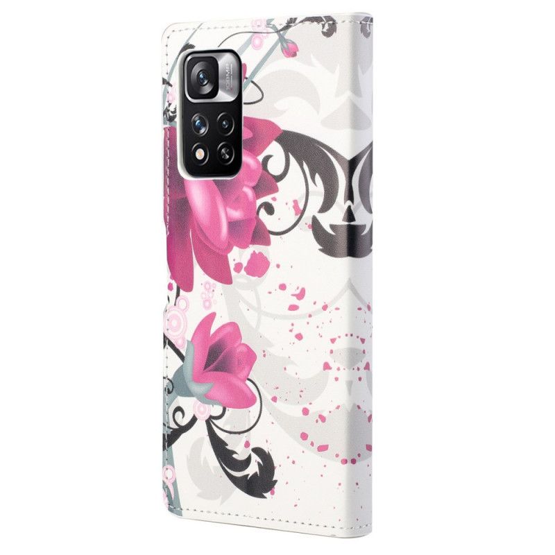 Flip Cover Xiaomi Redmi Note 11 Pro 4G / 5G Tropiske Blomster