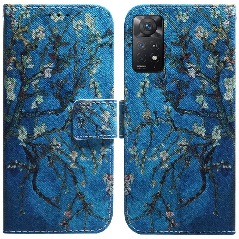 Læder Cover Xiaomi Redmi Note 11 Pro 4G / 5G Blomstrende Trægren