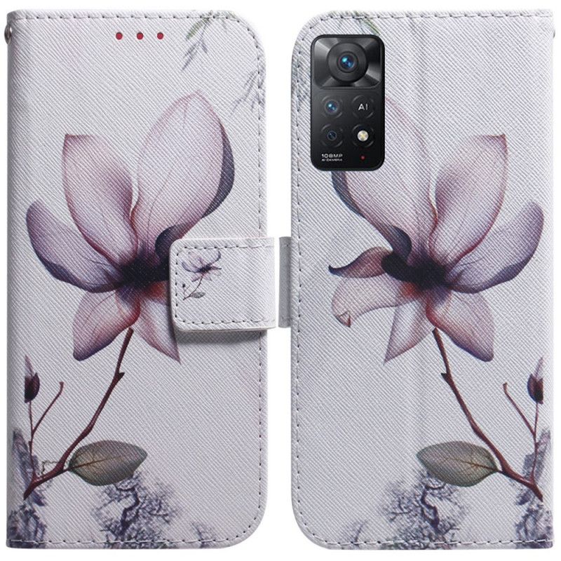 Læder Cover Xiaomi Redmi Note 11 Pro 4G / 5G Gammel Rosenblomst