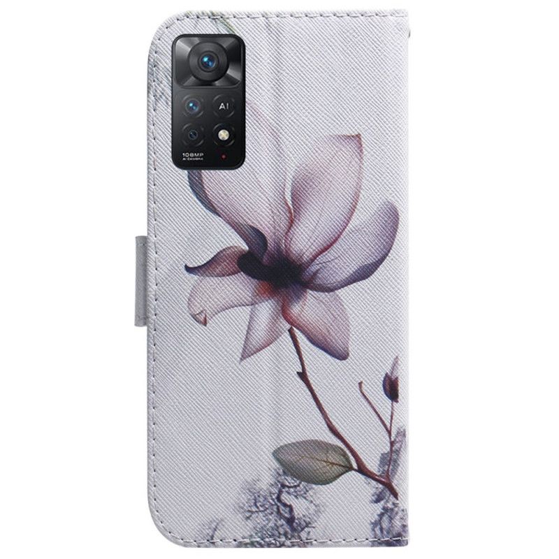 Læder Cover Xiaomi Redmi Note 11 Pro 4G / 5G Gammel Rosenblomst