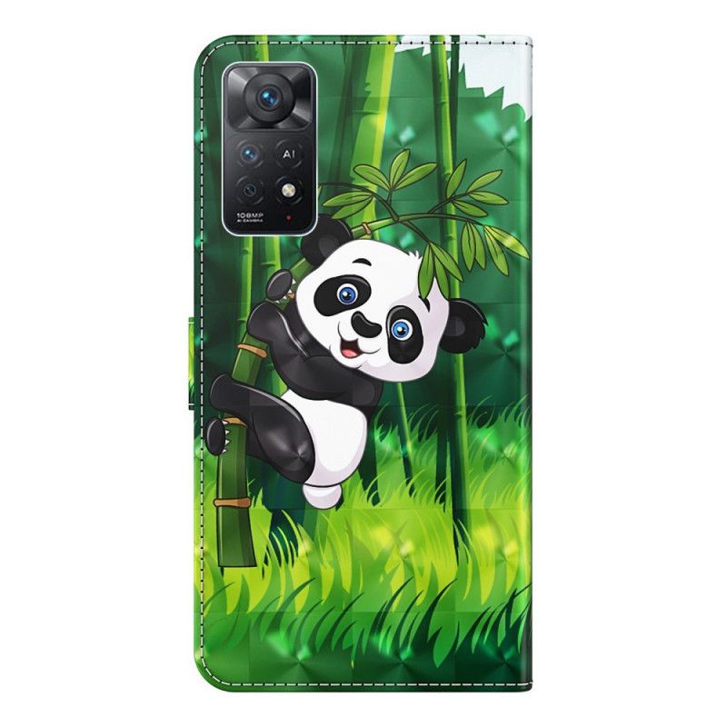 Læder Cover Xiaomi Redmi Note 11 Pro 4G / 5G Panda Og Bambus