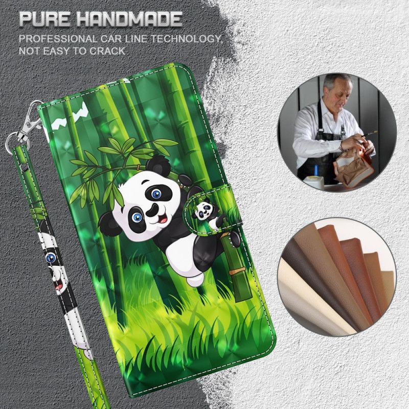 Læder Cover Xiaomi Redmi Note 11 Pro 4G / 5G Panda Og Bambus