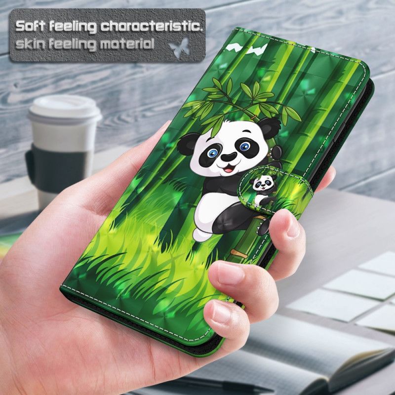 Læder Cover Xiaomi Redmi Note 11 Pro 4G / 5G Panda Og Bambus