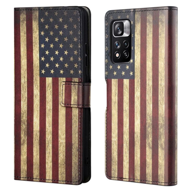 Læder Cover Xiaomi Redmi Note 11 Pro 4G / 5G Us Flag