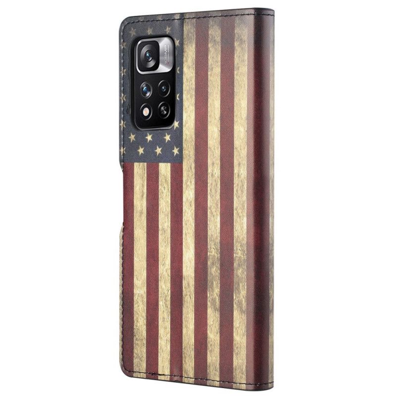 Læder Cover Xiaomi Redmi Note 11 Pro 4G / 5G Us Flag