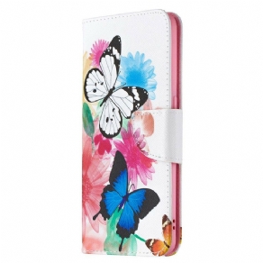 Flip Cover Oppo Find X2 Lite Malede Sommerfugle Og Blomster