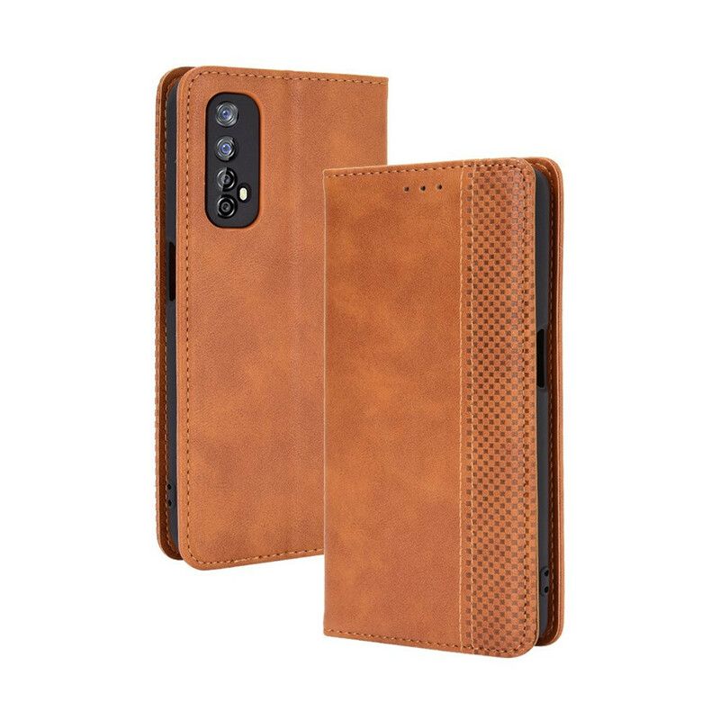 Cover Realme 7 Flip Cover Vintage Stiliseret Lædereffekt