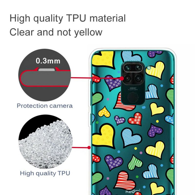 Cover Xiaomi Redmi Note 9 Flerfarvede Hjerter