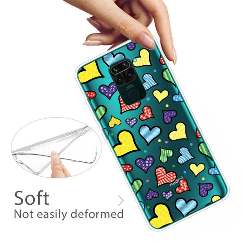 Cover Xiaomi Redmi Note 9 Flerfarvede Hjerter