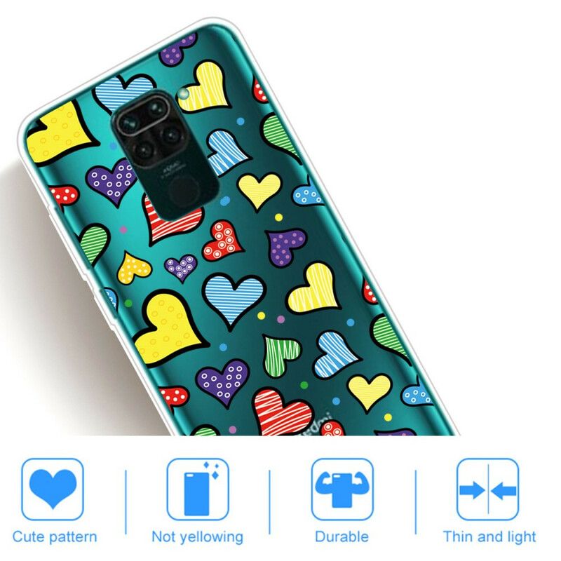 Cover Xiaomi Redmi Note 9 Flerfarvede Hjerter