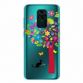 Cover Xiaomi Redmi Note 9 Kat Under Det Farvede Træ