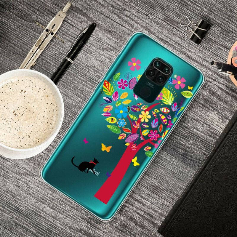 Cover Xiaomi Redmi Note 9 Kat Under Det Farvede Træ