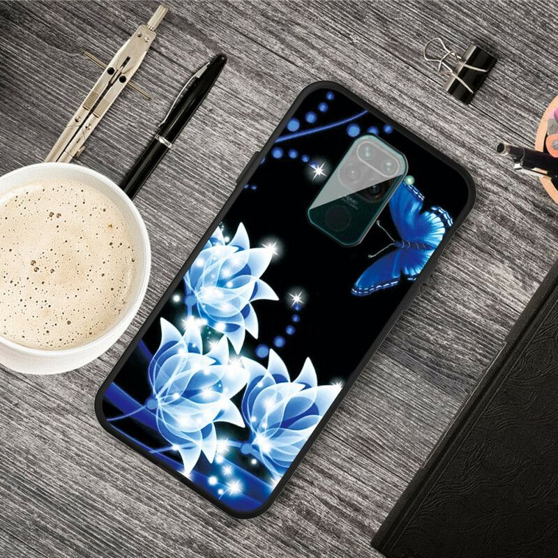 Cover Xiaomi Redmi Note 9 Sommerfugl Og Blå Blomster