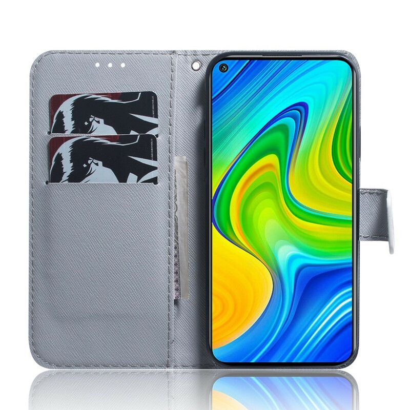 Flip Cover Xiaomi Redmi Note 9 Blomstrende Træ Blå Baggrund