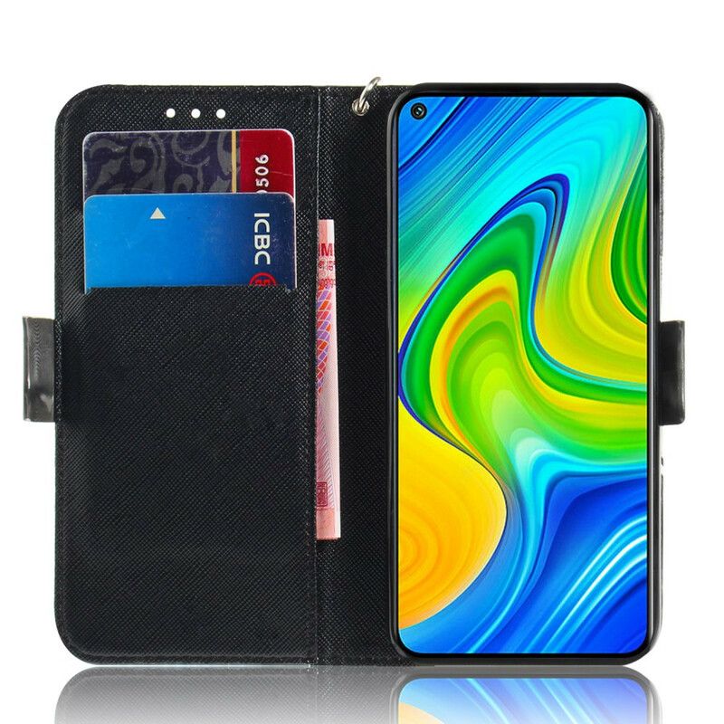 Flip Cover Xiaomi Redmi Note 9 Med Snor Grå Strappy Kat