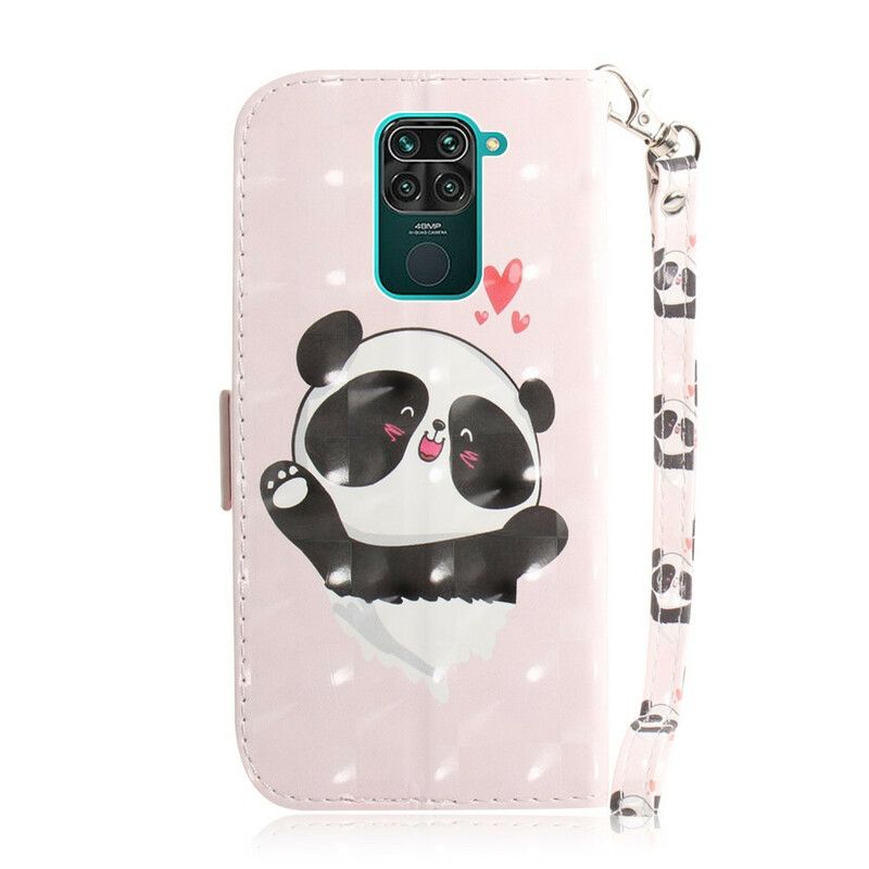 Flip Cover Xiaomi Redmi Note 9 Med Snor Panda Love Strap