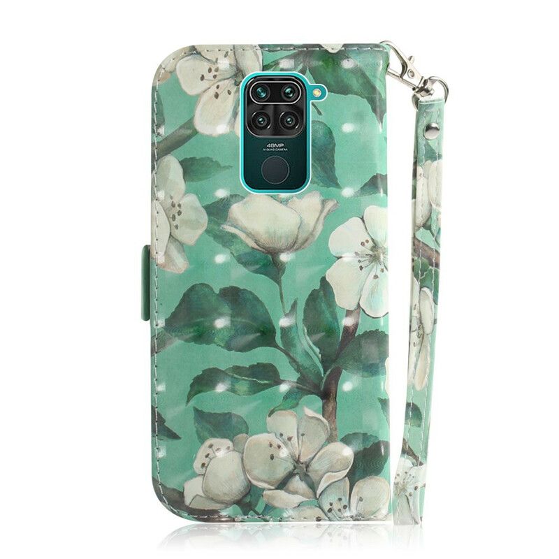 Flip Cover Xiaomi Redmi Note 9 Med Snor Thong Blomstergren