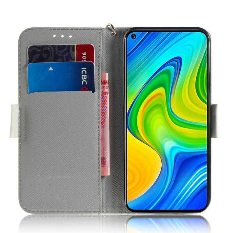 Flip Cover Xiaomi Redmi Note 9 Med Snor Thong Blomstergren