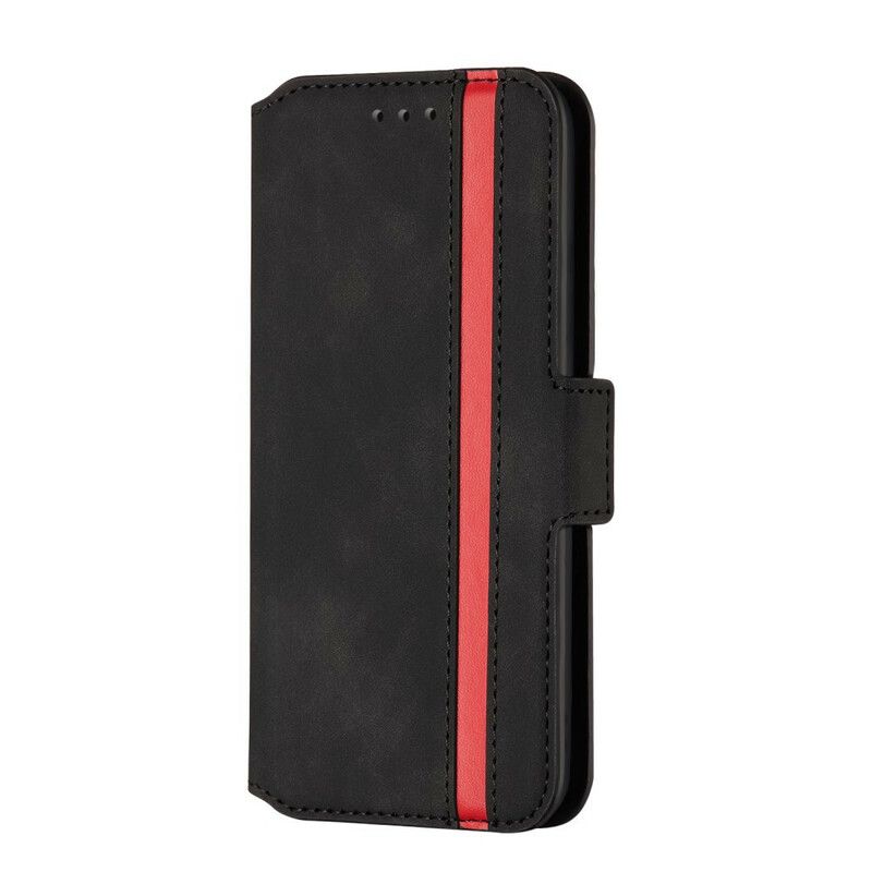 Flip Cover Xiaomi Redmi Note 9 Tofarvet Lodret Linje