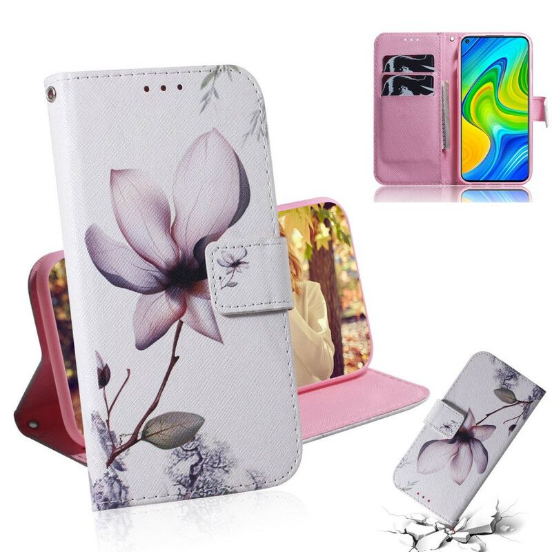 Læder Cover Xiaomi Redmi Note 9 Gammel Rosenblomst