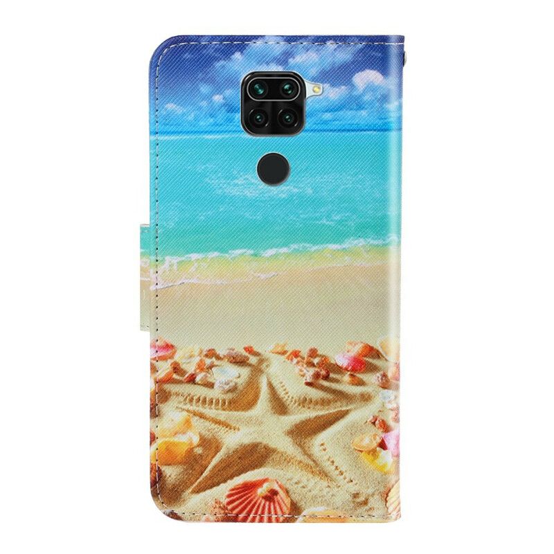 Læder Cover Xiaomi Redmi Note 9 Med Snor Thong Beach