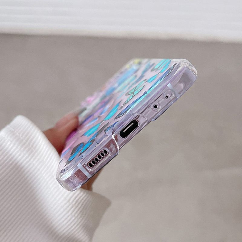 Cover Samsung Galaxy Z Flip 5 Gennemsigtige Farverige Sommerfugle