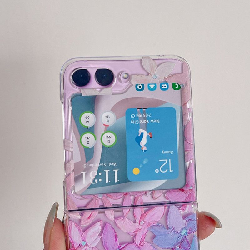 Cover Samsung Galaxy Z Flip 5 Gennemsigtige Grafiske Blomster