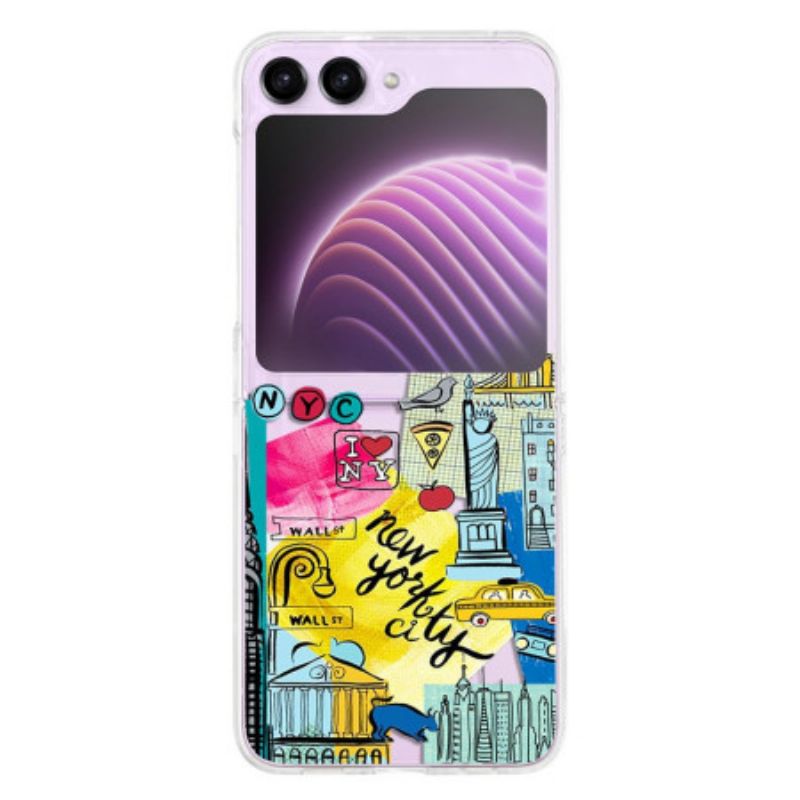 Cover Samsung Galaxy Z Flip 5 Telefon Etui Gennemsigtigt New York