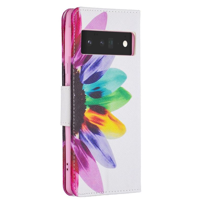 Cover Google Pixel 6 Pro Flip Cover Akvarelblomst