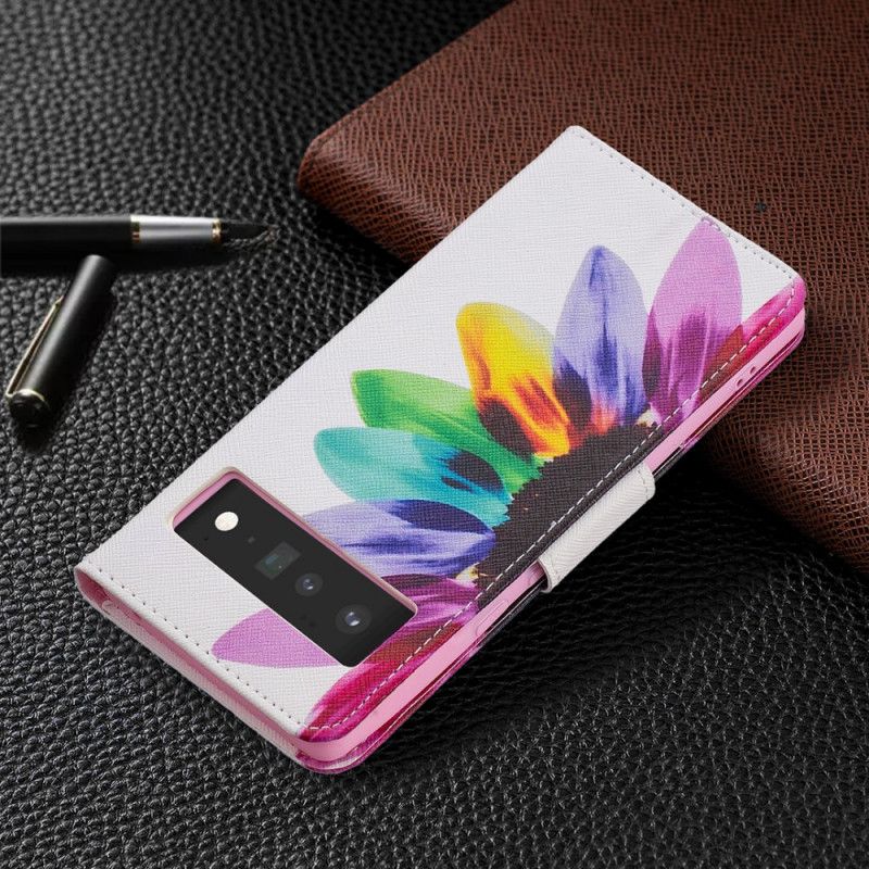 Cover Google Pixel 6 Pro Flip Cover Akvarelblomst