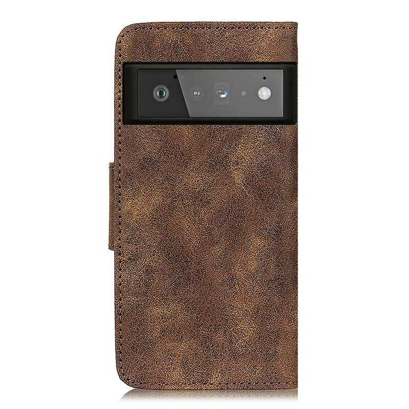 Flip Cover Google Pixel 6 Pro Læder Cover Vintage Dobbeltsidet Magnetklap