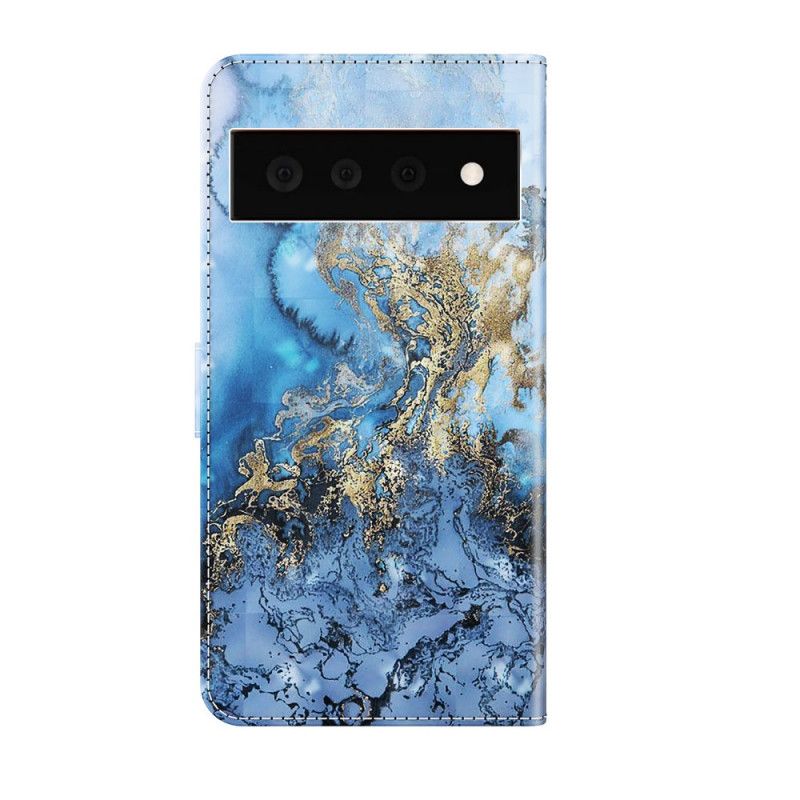 Flip Cover Google Pixel 6 Pro Light Spot Marble Design Med Nøglebånd