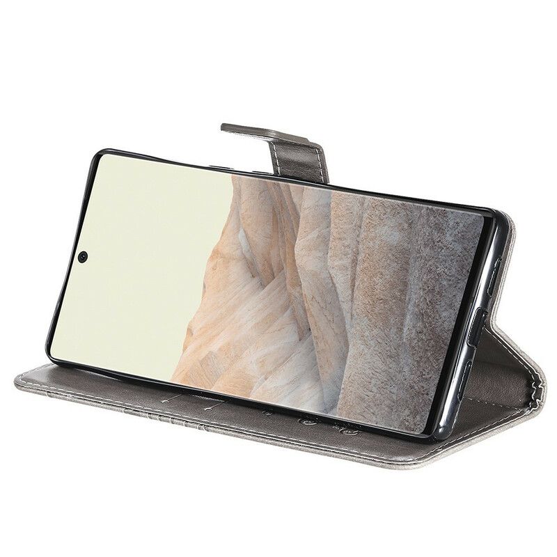 Flip Cover Google Pixel 6 Pro Med Snor Kæmpe Strappy Sommerfugle