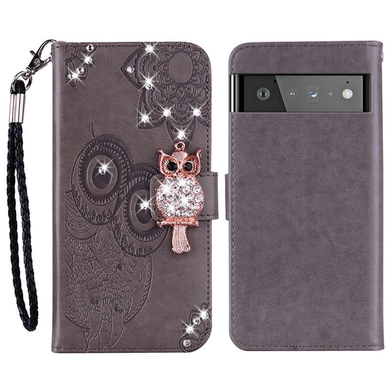 Flip Cover Google Pixel 6 Pro Ugle Mandala Og Charm