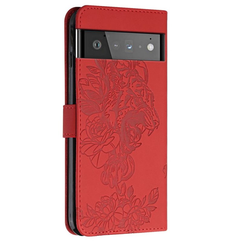 Læder Cover Google Pixel 6 Pro Barok Tiger Og Strass