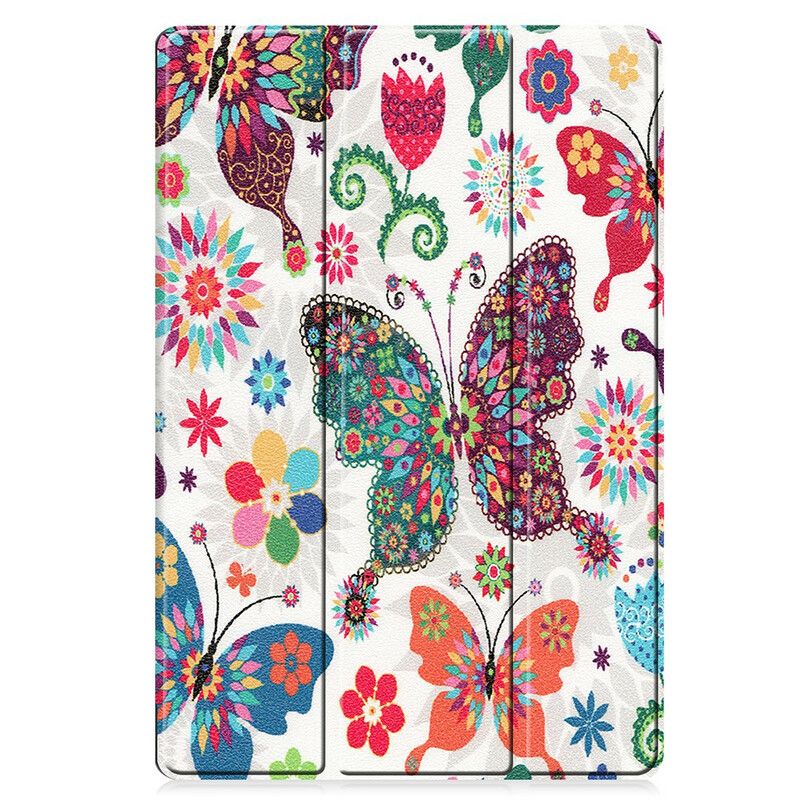 Cover Samsung Galaxy Tab S7 Plus / Tab S8 Plus Forstærkede Sommerfugle Og Blomster