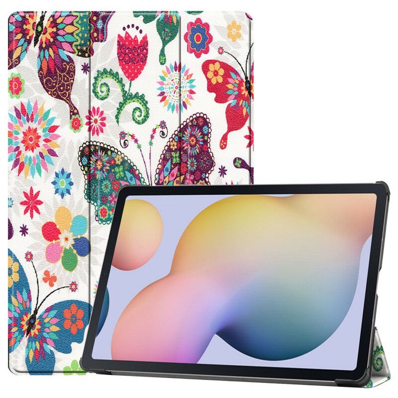 Cover Samsung Galaxy Tab S7 Plus / Tab S8 Plus Forstærkede Sommerfugle Og Blomster