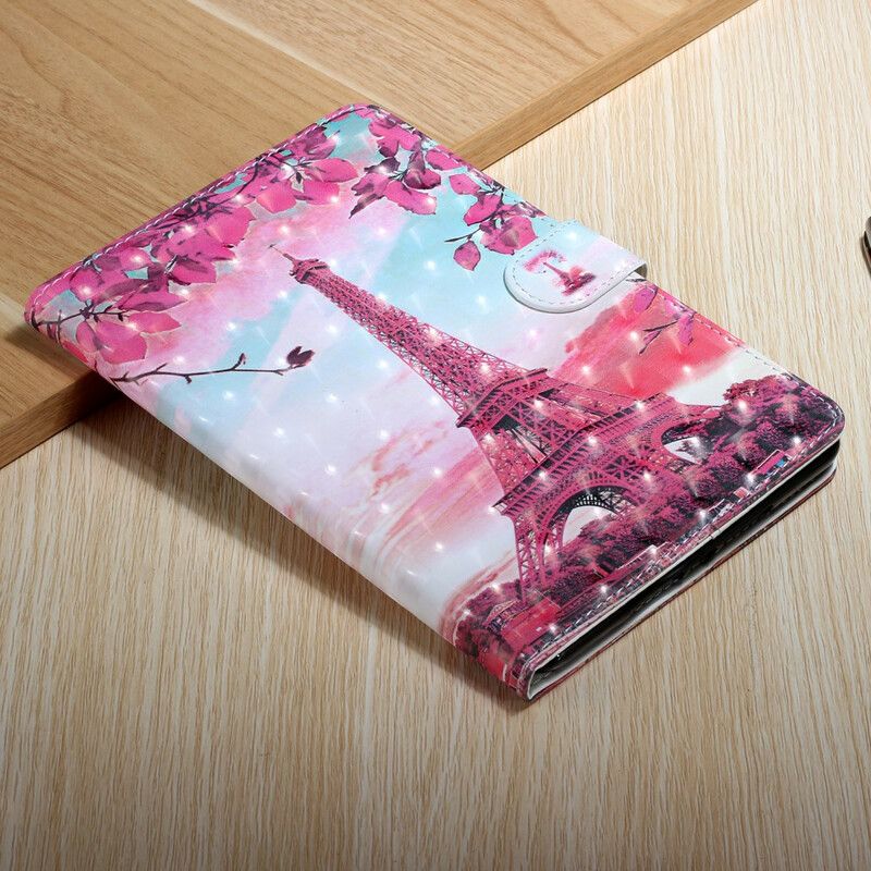 Flip Cover Samsung Galaxy Tab S7 Plus / Tab S8 Plus Eiffeltårnet Med Blomster