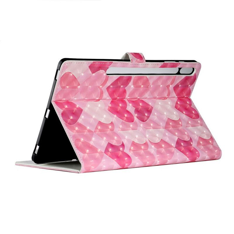 Flip Cover Samsung Galaxy Tab S7 Plus / Tab S8 Plus Hjerter