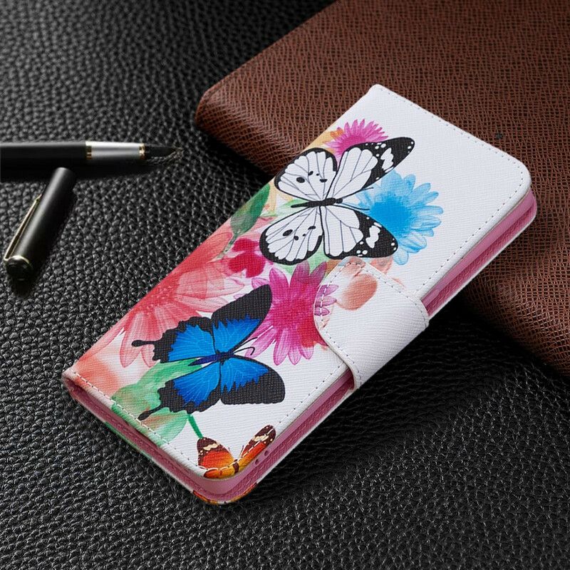 Flip Cover Oppo Find X2 Neo Malede Sommerfugle Og Blomster