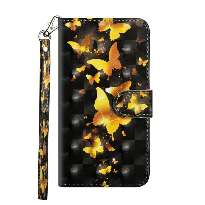 Flip Cover Samsung Galaxy Note 20 Ultra Gule Sommerfugle